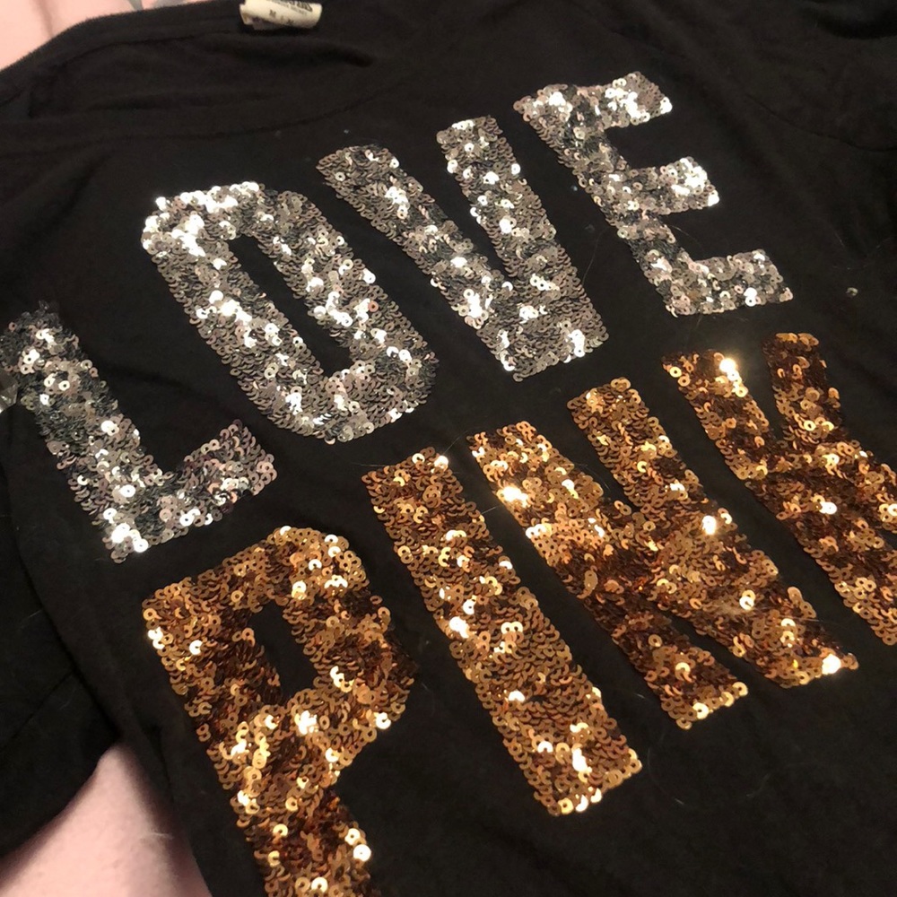 Long sleeve black sequined VS PINK shirt